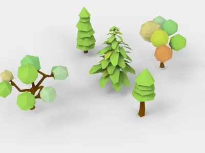 low-poly tree bundle  Low-poly 3D model