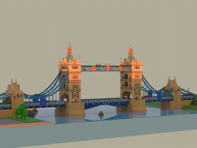 London - tower bridge Low-poly 3D model