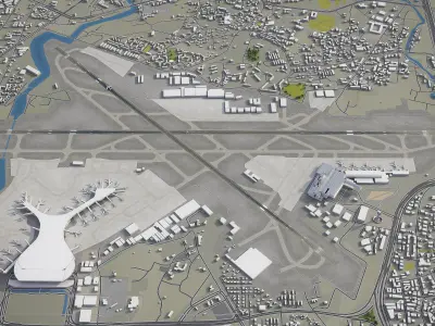 Mumbai - Chhatrapati Shivaji International Airport - BOM Low-poly 3D model