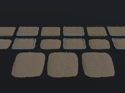 Cartoon fields Polygonal Style Low-poly 3D model