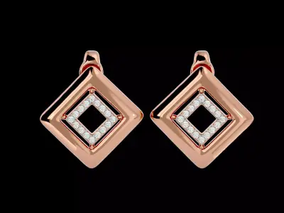 Light Minimalist Diamond Earrings 3D print model 5