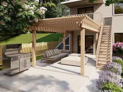 3D Exterior Scene 3D model design garden and landscape 3D 3D model