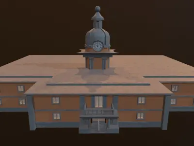 abandoned courthouse V2 Low-poly 3D model