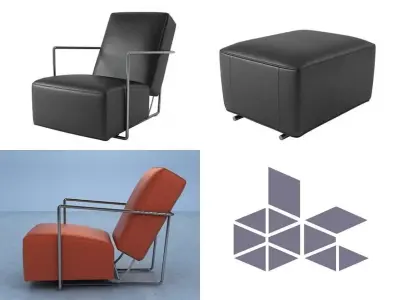 ABC armchair and ottoman 3D model