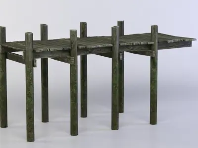 Wooden dock Low-poly 3D model