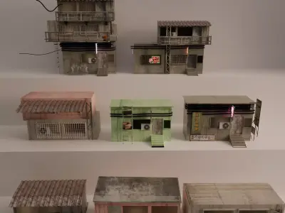 FREE LOW POLY ASIAN STYLED BUILDINGS Free low-poly 3D model