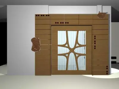 Drawing Room Wooden Door Low-poly 3D model