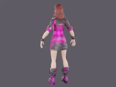 Cyber Cute Girl Low-poly 3D model