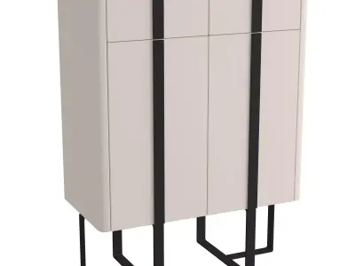 Homary Modern White Shoe Cabinet 3D model