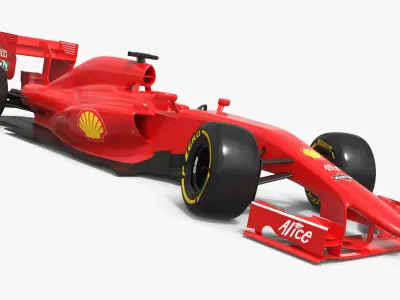  F1 Racing Chassis with Sponsor Logos Red Rigged 