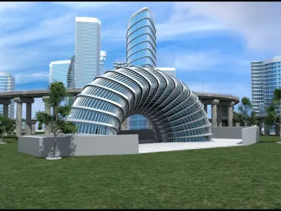 Freeway Highway in Bridge City 3D model