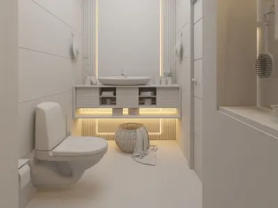 Bathroom modern with wooden flooring 3D model