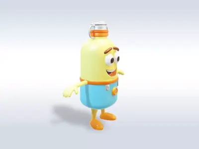 Cartoon character t pose flask back to school 3D model