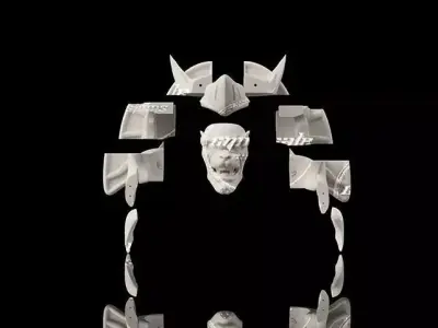 Goldar Custom Helmet digital 3D model ready for download  3D model