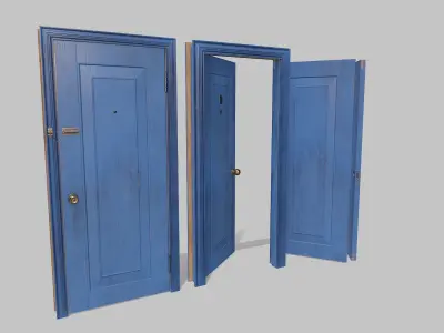 Door light blue 06 Low-poly 3D model