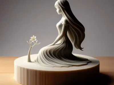 Seated Forest Lady  Minimalist Sculpture 3D print model