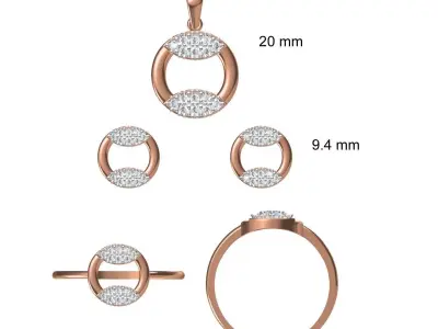 Light wt Ring Earrings Pendant set stl jcd 1-render details 3D print model 26