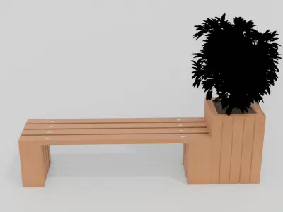 Outdoor Wooden Bench 12 Low-poly 3D model
