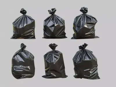 Black Garbage Bags Low-poly 3D model