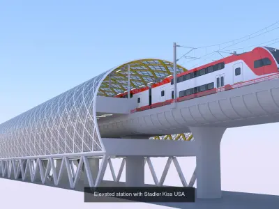 Stadler Kiss USA station viaduct 3D Model Pack