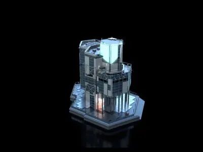 Futuristic Future Modern City Building Skyscraper 13 3D model