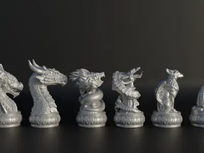 Epic Dragon Chess Set With 6 Different Model 3D print model