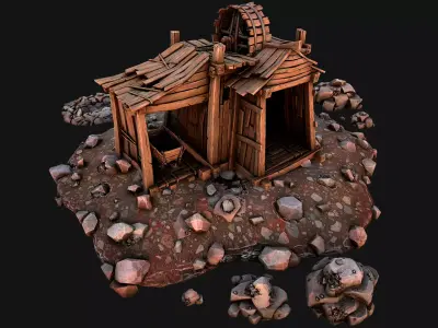 Medieval Iron Metal Ore Mine Low-poly 3D model