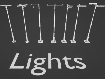 7 Street Lights - Traffic  Light Low-poly 3D model