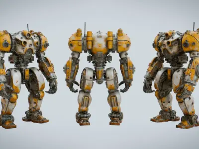 Desert Scout Robot Rigged and Animated Low-poly 3D model