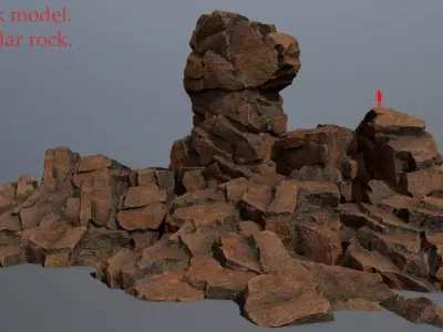 Stone rock sculpture Low-poly 3D model