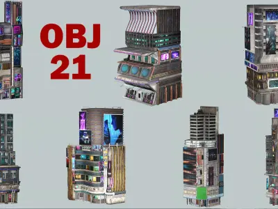 Sci Fi Futuristic City  Pack Low Poly 3D Model Low-poly 3D model