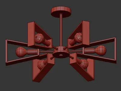 KLARK light fixture with wooden frames and bulbs 3D model