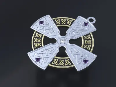 Celtic cross with diamonds cnc model  3D print model