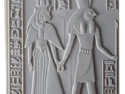 Egyptian Relief of Horus and Nefertiti  3D Model REL04 3D print model
