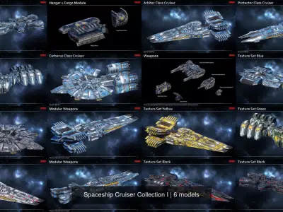 Spaceship Cruiser Collection I 3D Model Pack