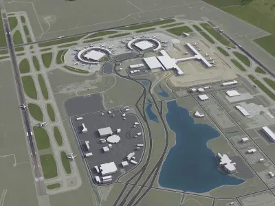 Kansas - City International Airport - MCI Low-poly 3D model