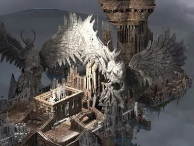 Angelic council statue city 3 3D model