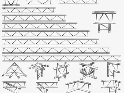 Beam Trusses Collection - 24 PCS Modular 3D model
