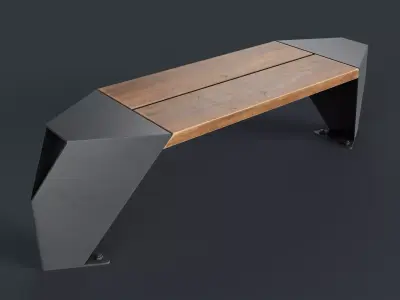 Modern Outdoor Bench 5 PBR Game Ready Low-poly 3D model