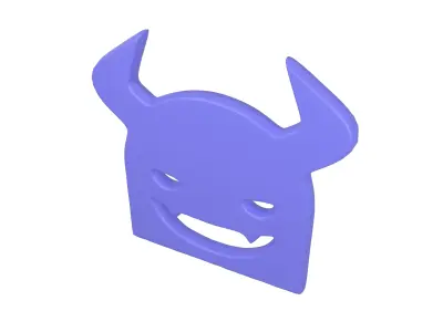 Angry Face with Horns Symbol V1 004 Low-poly 3D model