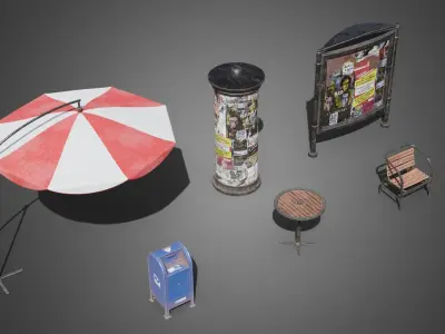 Street props vol 2 Low-poly 3D model