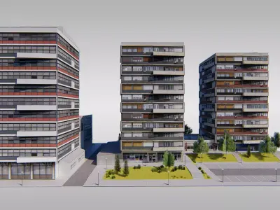 Communist Trinity Towers Low-poly 3D model