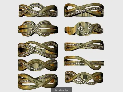 48 pcs light ring with stones 3D Model Pack