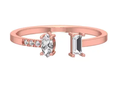 Solitaire Women Light Weight Baguette Marquise stone Band Ring 3D print model