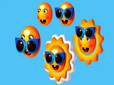 Summer Sun Logotype Sign - Cartoon Subdivision 3D model