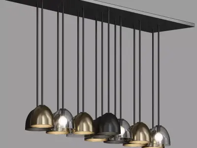 BOMBARDA pendant light with six glass shades 3D model