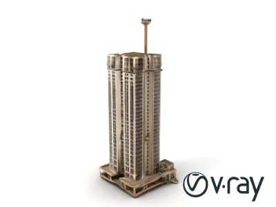 Gutted Hotel Skyscraper Ruins model pack Low-poly 3D model