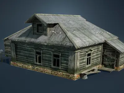 Abandoned Russian Village Collection Low-poly 3D model