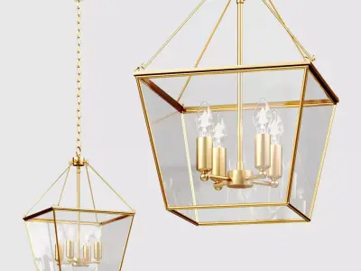 Modern copper pendant chandelier C6136-4 3D model