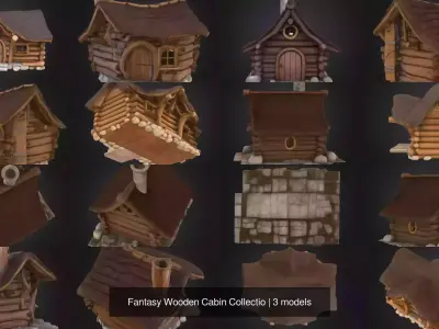 Fantasy Wooden Cabin Collectio 3D Model Pack